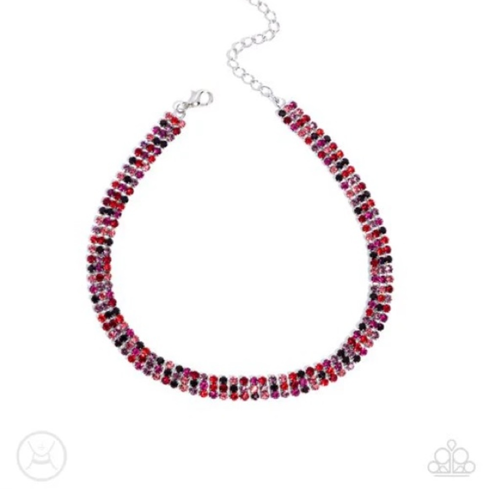 2pc. Set-Terrific Trio - Red Choker Necklace and Thrilling Trio - Red Bracelet